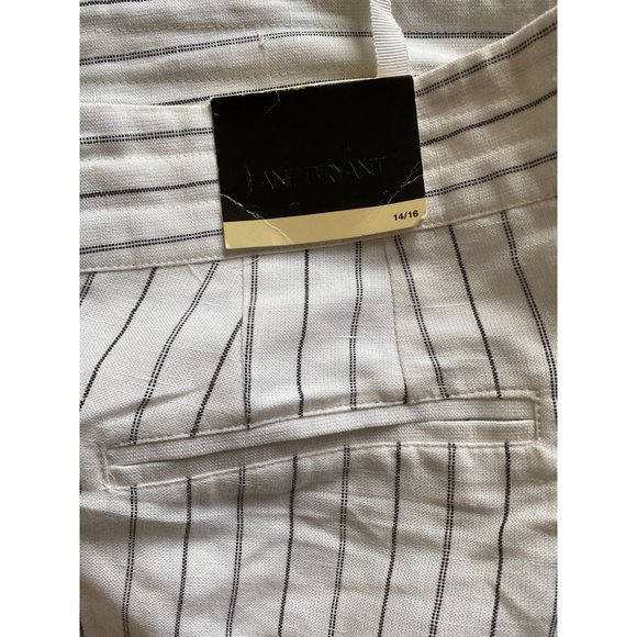 Lane Bryant Pants Trousers 14/16 NWT White Black Pinstripe Linen Blend Flare Hem - Picture 7 of 10